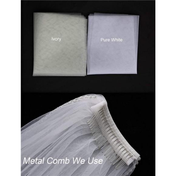 1 Tier Cathedral Flower Lace Wedding Bridal Veil With Metal Comb  For Women main image 6